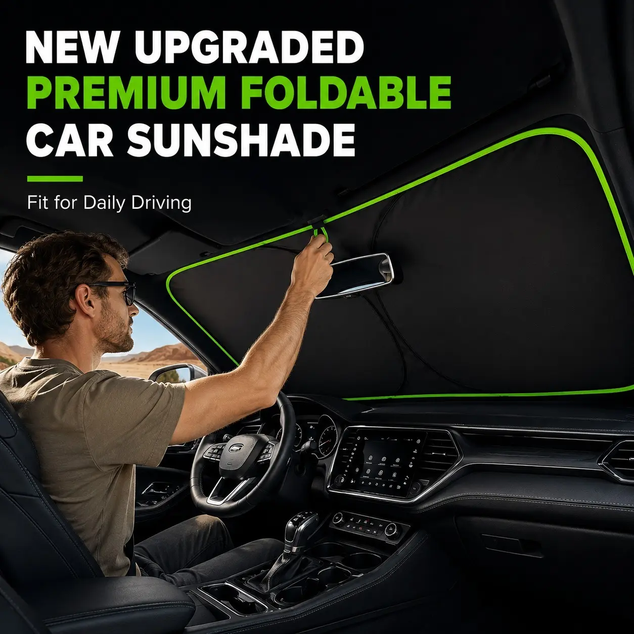 New Windshield Sunshade, Front Windshield Sunshade And Heat Insulation Cover, Easy Install And Storage, Window Sunshade Curtain, Sun Visor, Foldable Car Sunshade, High-Efficiency Thermal Insulation Material, Blocks Strong Light, Keeps Car Cooler