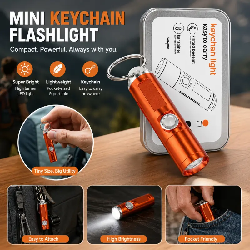 Durable Aluminum Alloy Body, Keychain Flashlight  Rechargeable Flashlight  EDC Flashlight Bright LED, Compact Keychain Light for Everyday Carry, Emergency Kits, Outdoors ve
