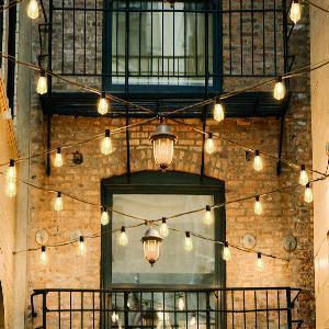 【SUMNEW-STORE】Outdoor String Lights, 25-200FT Patio Lights with 10-100 ST38 LED Edison Bulbs, Waterproof Connectable String Lights for Outside, Dimmable Hanging Light for Backyard Porch Decor, Black