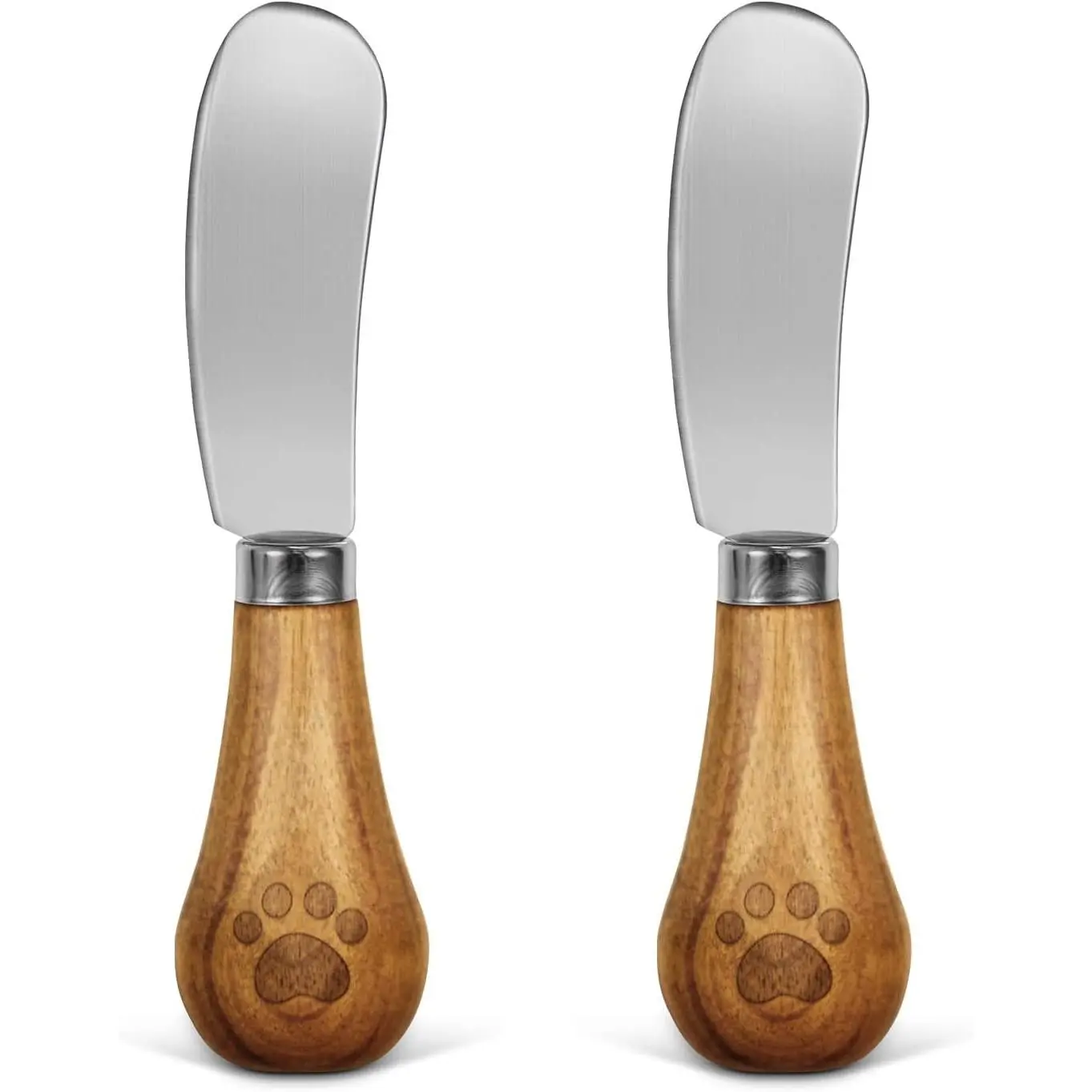 Cheese  Set, Cute Standing Butter   Grade 420 Stainless Steel Cheese Spreader  Butter Spreader with Wooden Handle for Fruit, Picnic,Charcuterie , Party, 4.7 Inch, 2 count (2 pack)