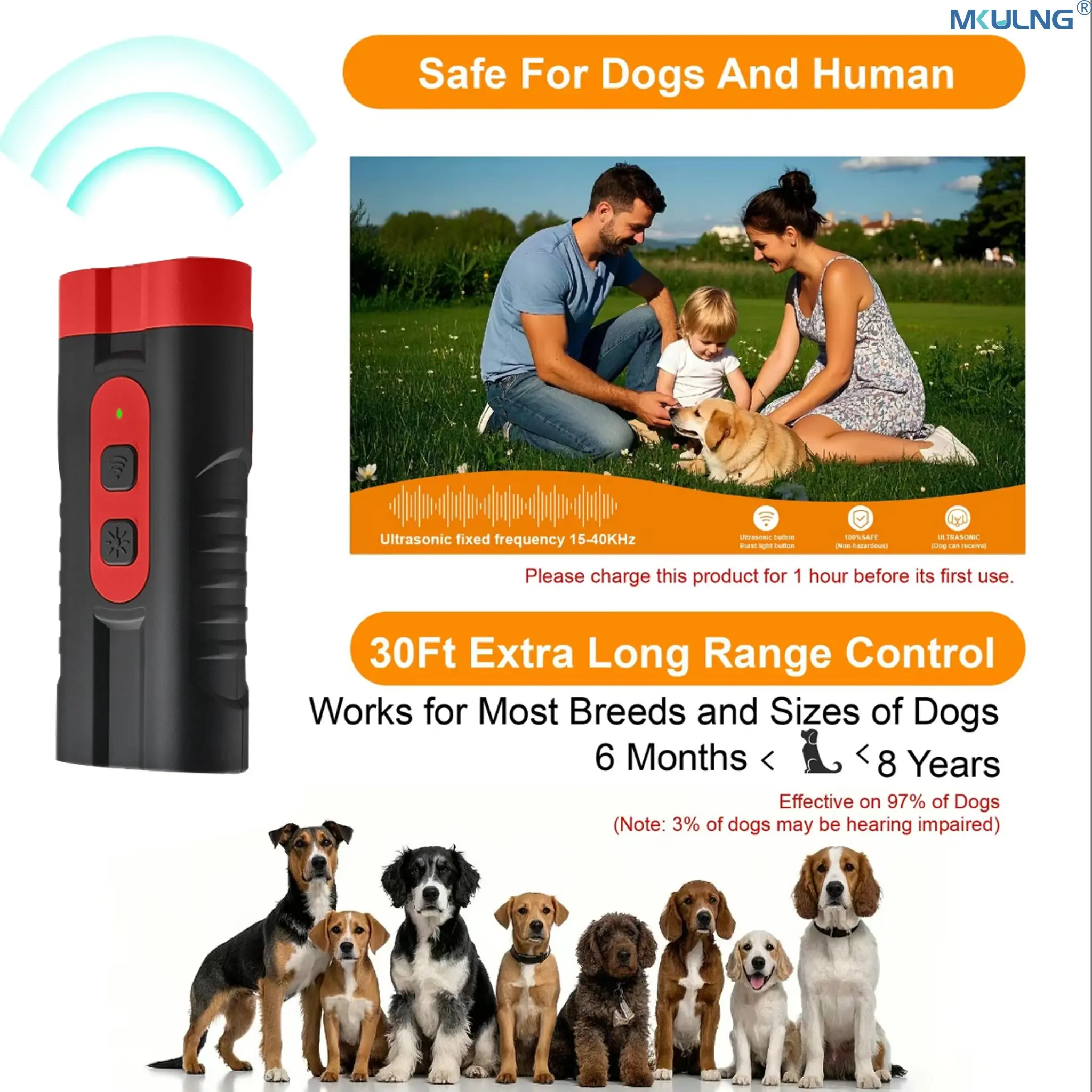 Adjustable Ultrasonic Dog Trainer Training Aid, First Adjustable Frequency Pet Behavior Corrector, 10 Levels Ultrasonic, 18 Types Dog Whistles, Puppy Training Tools