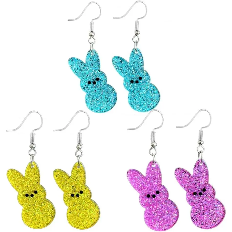 Easter Earrings Cute Bunny Egg  Drop Colorful Flower  Dangle Spring Earrings Holiday   For Women