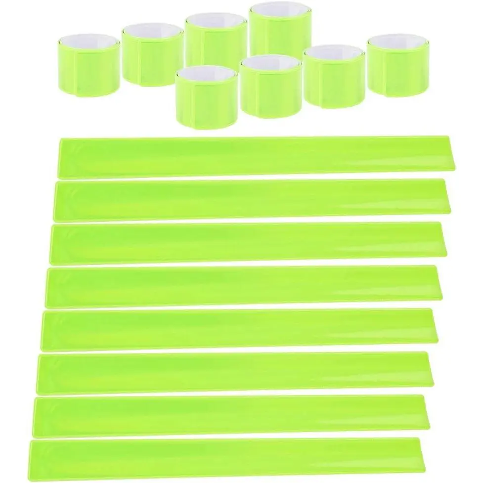 20 Pcs Reflector Snap Bands Fluorescent Slap Armbands High Visibility Slap Reflector Strips Safety Bands Children Adults Boys and Girls When Cycling Running Hiking Jogging