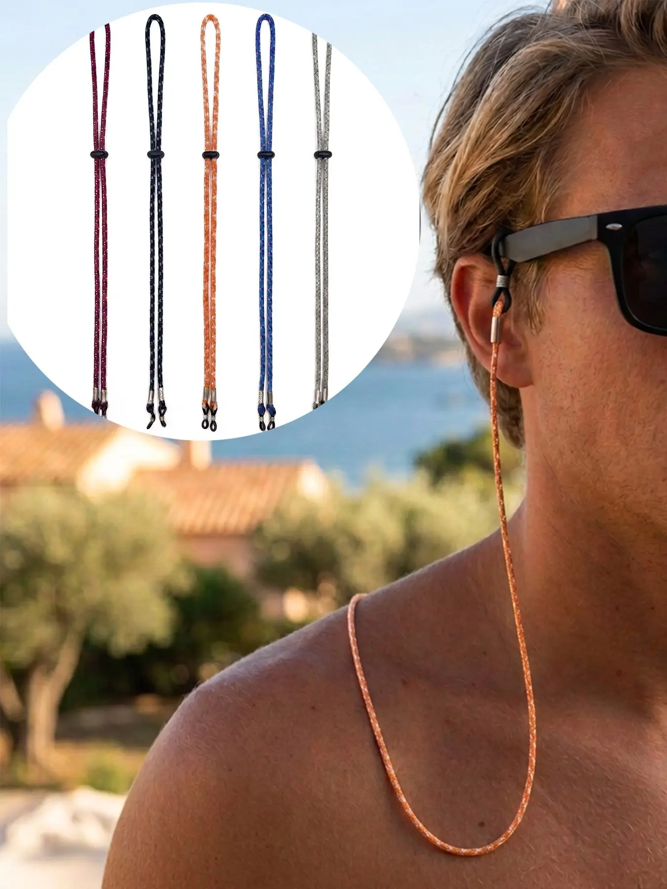 2 Pack Adjustable Eyeglass Chains, Universal Eyewear Strap, Adjustable Lanyard with Slide Buckle, Durable & Versatile Design