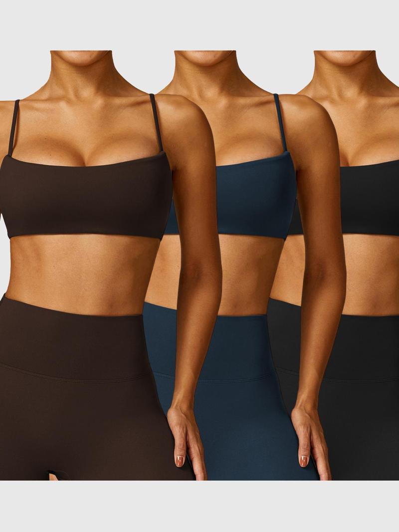 Women's Solid Neck Crop Sports Bra, Quick Drying Breathable Comfortable Sports Bra, Ladies Sportswear for Indoor Outdoor Wear, Sports Bra for Women, Workout Bra, Gym Clothes, Exercise Gymswear