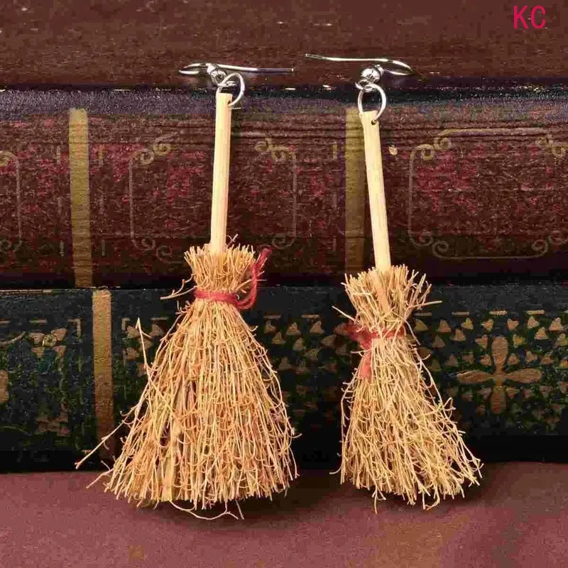 Witch Broom Pendant Earrings & Ear Cuffs, Creative Hip Hop Ear Jewelry For Women Unique Daily Styling