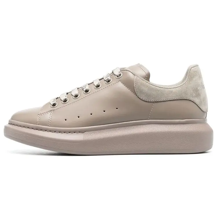 Men's Alexander McQueen Zinn Leather Low-Top Lace-Up Casual Trainer, Beige Fashion Footwear with Global Authentication Credentials, Maison Mihara Verifiable House White Official Shoes