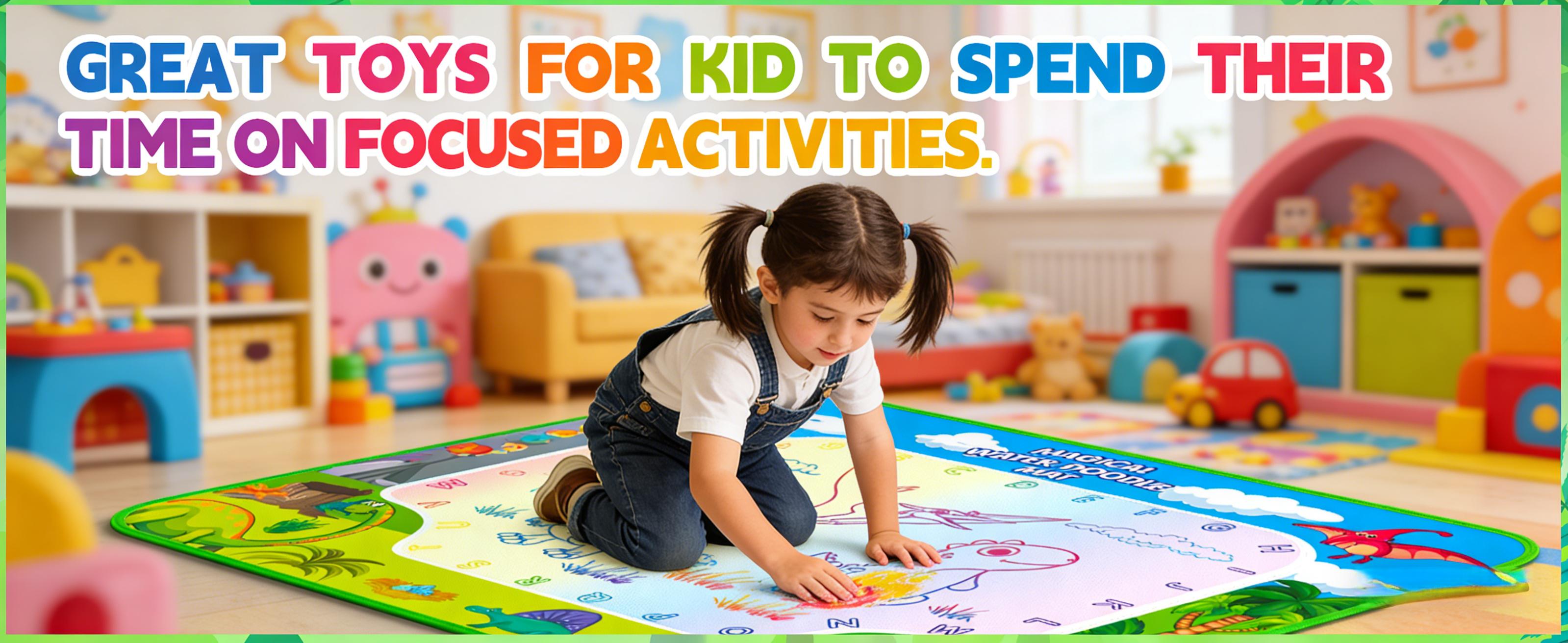 Water Doodle Mat, 40 x 32 Inch Mess Free Drawing Mat, Mess Free Painting for Toddlers Age 2 3 4 5 6 7 8 Year Old, Neon Color Mat Doodle Board Writing Drawing Toys Holiday Christmas Birthday Gifts,Educational Toy for 3 4 5 6 7 8 Years Old Boys Girls