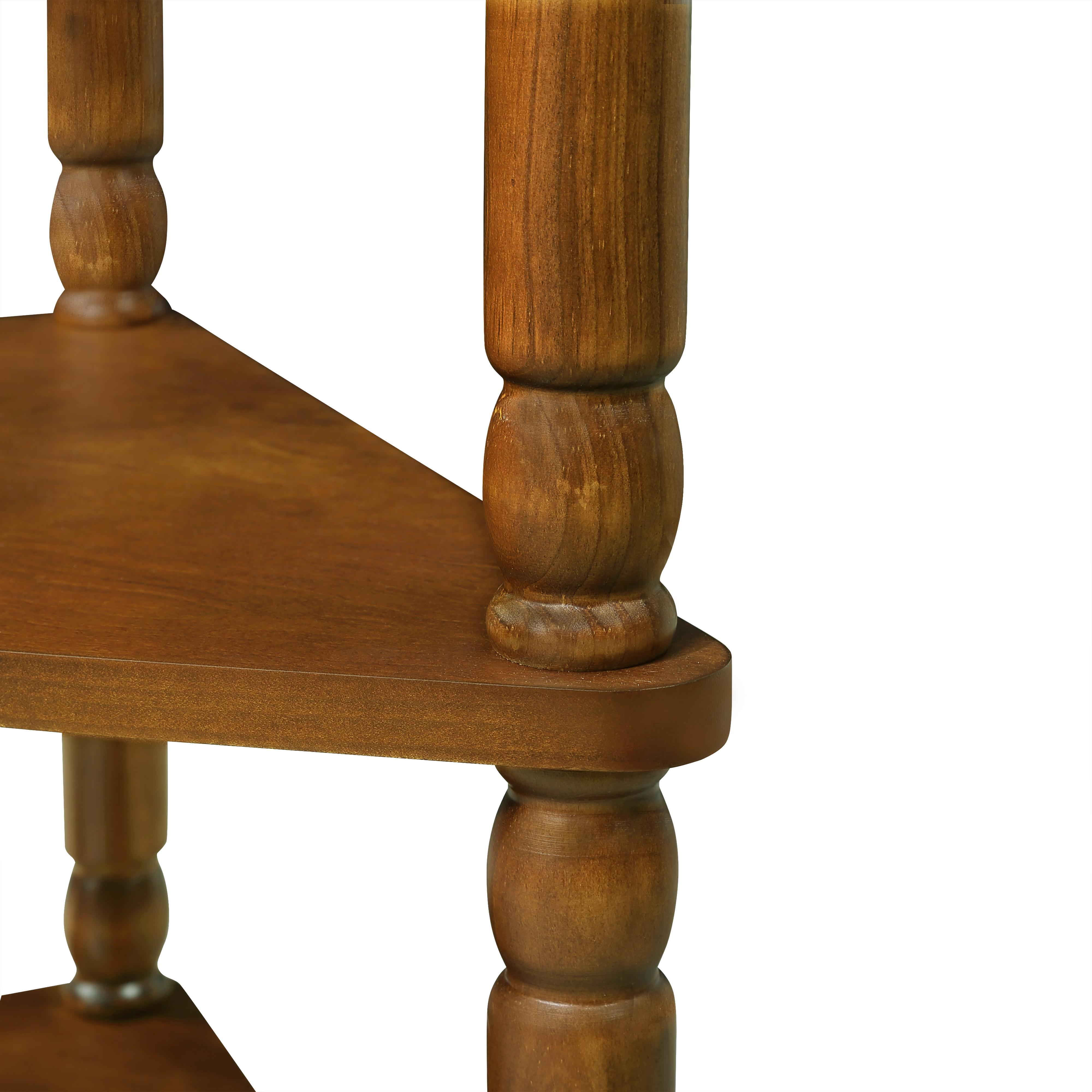 33.8'' Small Triangle Corner Table, Wood Corner Side Table for Small Spaces/ Living Room, 3 Tier End Corner Table with Solid Wood Legs, Brown(High end and high-quality)