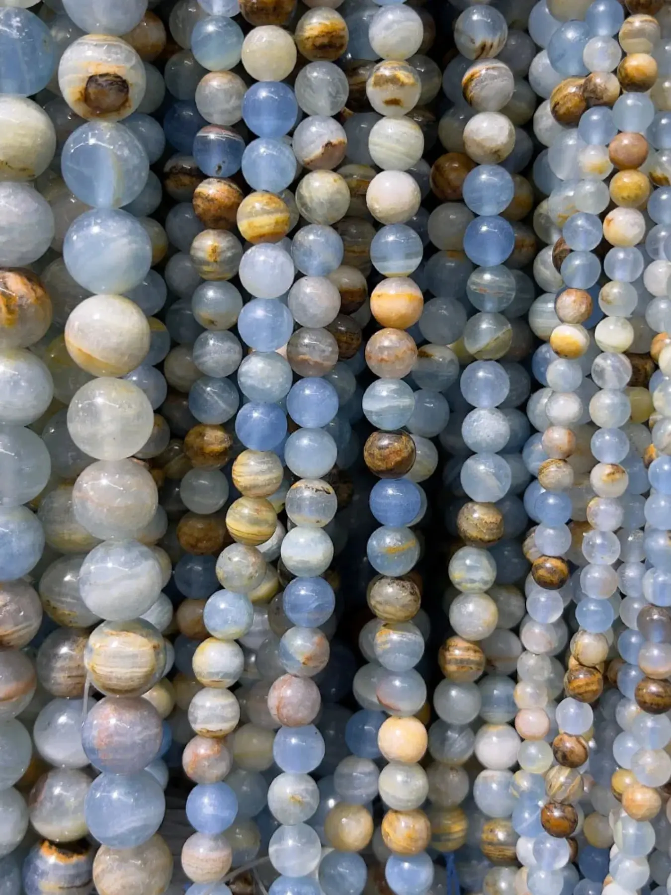 Natural Stone Beads Argentina Blue Calcite, DIY Loose Beads for Bracelet Necklace, Jewelry Making Strand 15", Natural Material Accessories