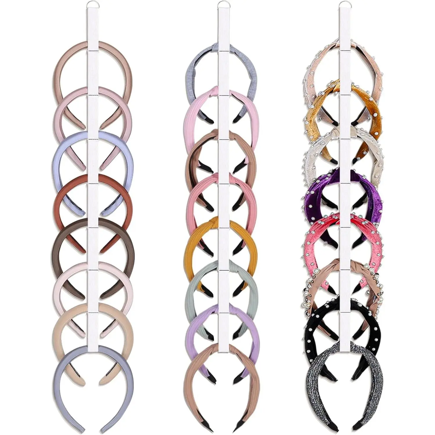 3 count Headband Holder Organizer for Girl, Hairband Storage for Women,White Hair Hoop Display Hair Accessories Organizer Bedroom College Dorm Decor