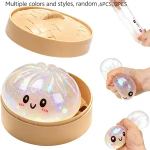 Glitter Dumpling Squishy with Box, Soft Sensory Squeeze Toy for Stress Relief, Mystery Glitter Dumplings, Decompression Dough,  summerwins,deals for you,restock
