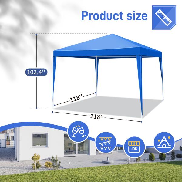10'x10' Gazebo Waterproof Outdoor Canopy Patio Tent Party Tent for Wedding BBQ Cater Blue Easy Assembly Spacious Versatile High Quality