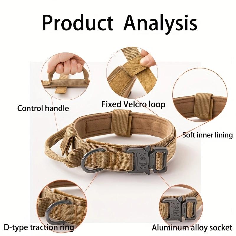 Adjustable Tactical Training Collar for Medium Large Dogs, Compatible with Dog Leash Chain, Durable Pet Supplies for Training & Obedience, Leash Compatibility, Adjustable Fit, Tactical Design