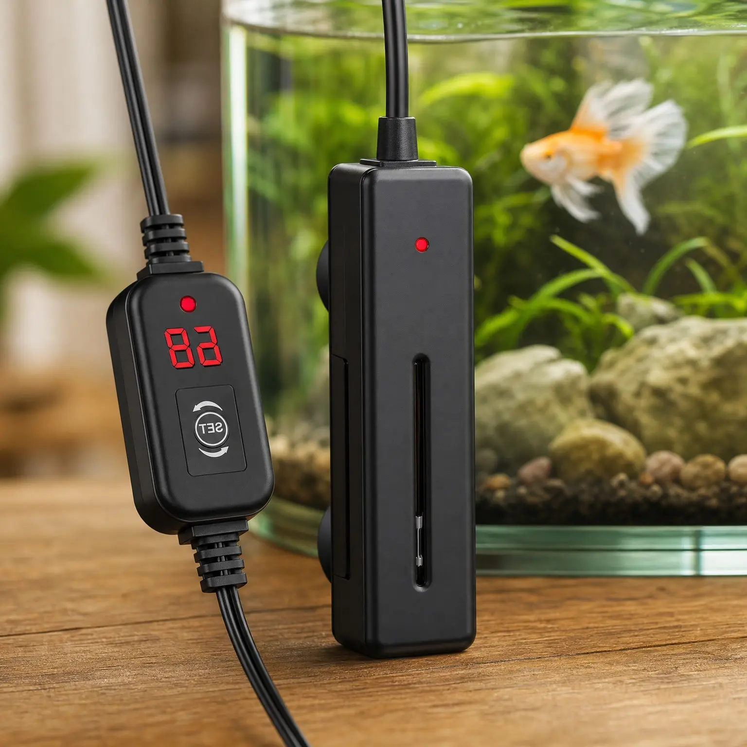 50W Submersible Aquarium Heater for 5-10 Gallon Small Fish Tanks, Betta Heater with Digital Display Controller, Adjustable Temperature