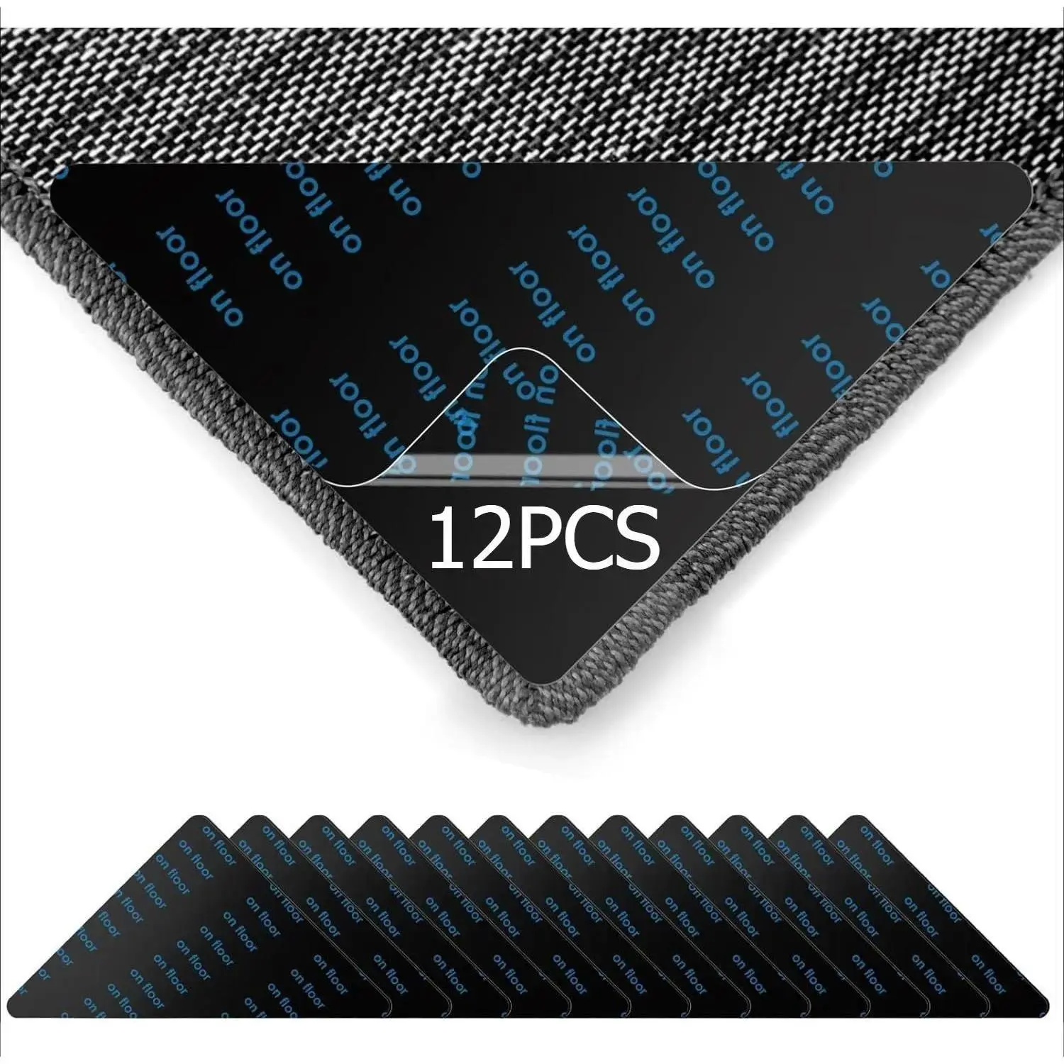 12 Pcs Double Sided Rug Tape Non Slip Rug Gripper Reusable Washable for Hardwood Floors & Tiles Keep Rugs Flat No Tools Needed summerwins
