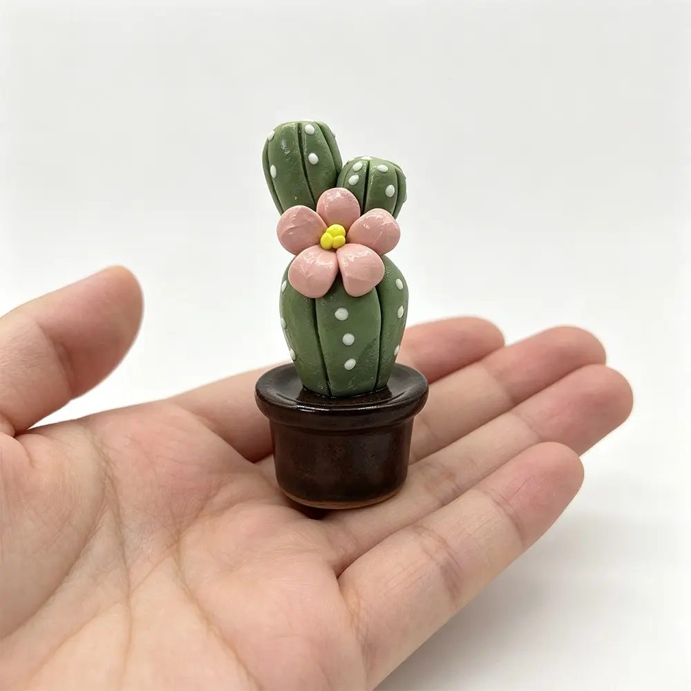 Cute Handmade Ceramic Cactus Mini Decor, Flower Mimic Plant, Office Desk Stress Relief, Bookshelf Micro Landscape, Unique Gift