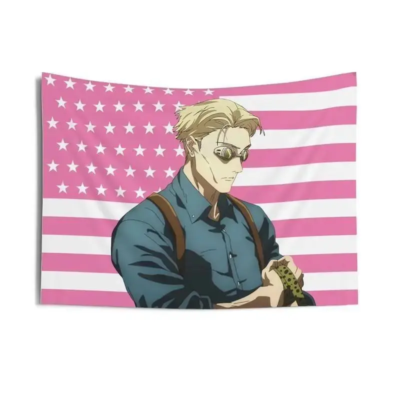 JJK Fans Gifts Nanami Pink American FLag Tapestry Manga Inspired Hanging Decor Wall Flag Decor Decoration Wall Flag Tapestry