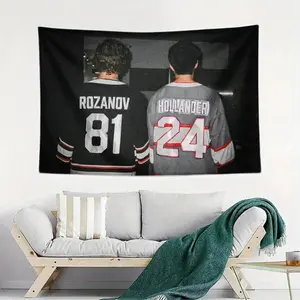 Vintage Heated Rivalry 3x5ft Premium Polyester Tapestry - Ilya Rozanov Shane Hollander Art Print Wall Hanging with 4 Grommets, Modern Stripe Solid Color Design for College Dorm Decor