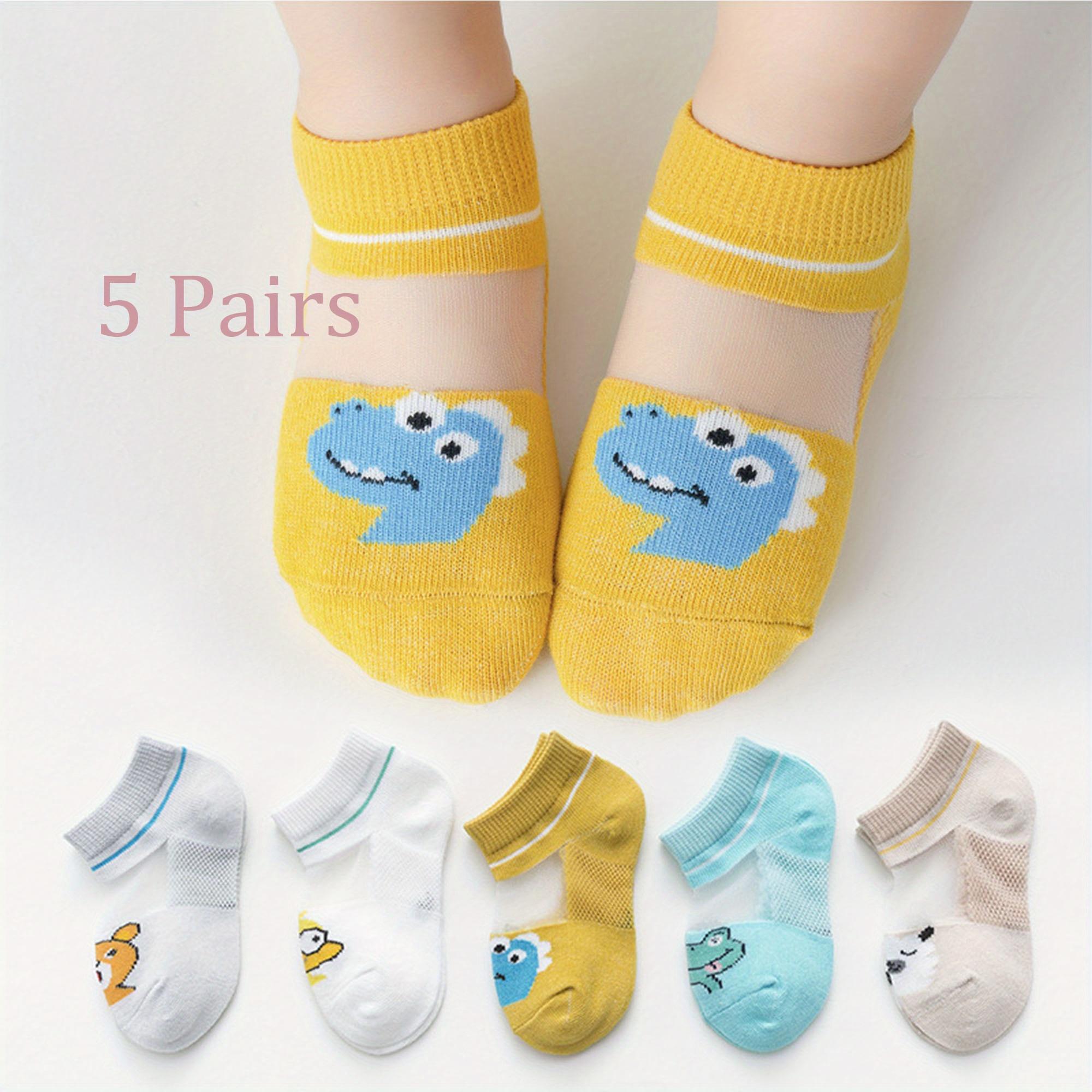 5 pairs of thin mesh breathable soft and comfortable socks boys and girls, cute cartoon socks, children's fashion socks spring and summer