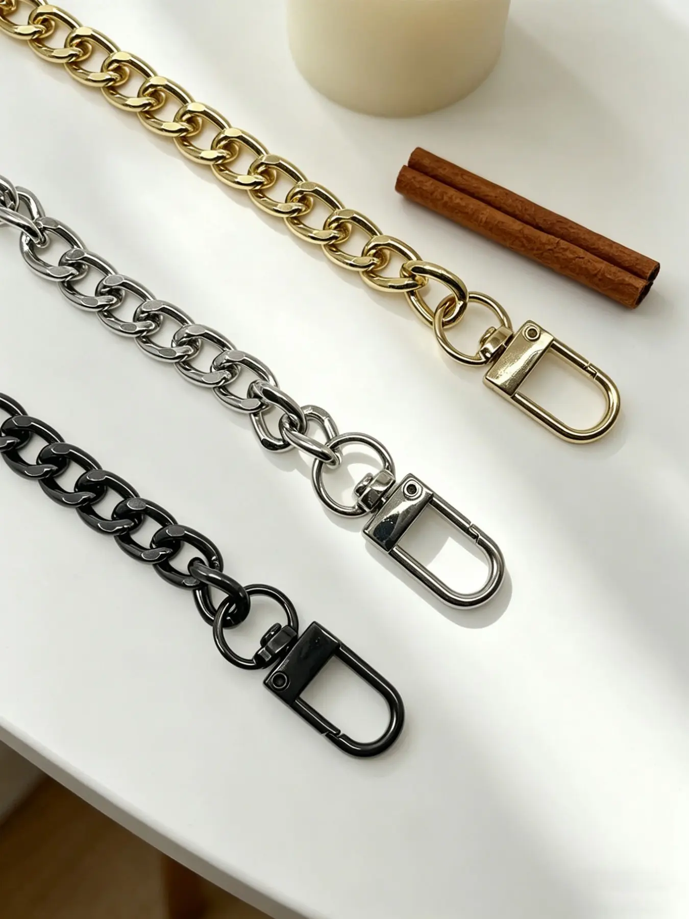 New Metal Short Chain Bag Strap, Silver Color Three Colors Thick Chain, Handbag Shoulder Strap Replacement Accessory, Purse Chains For Handbags, Fashion Chain Strap
