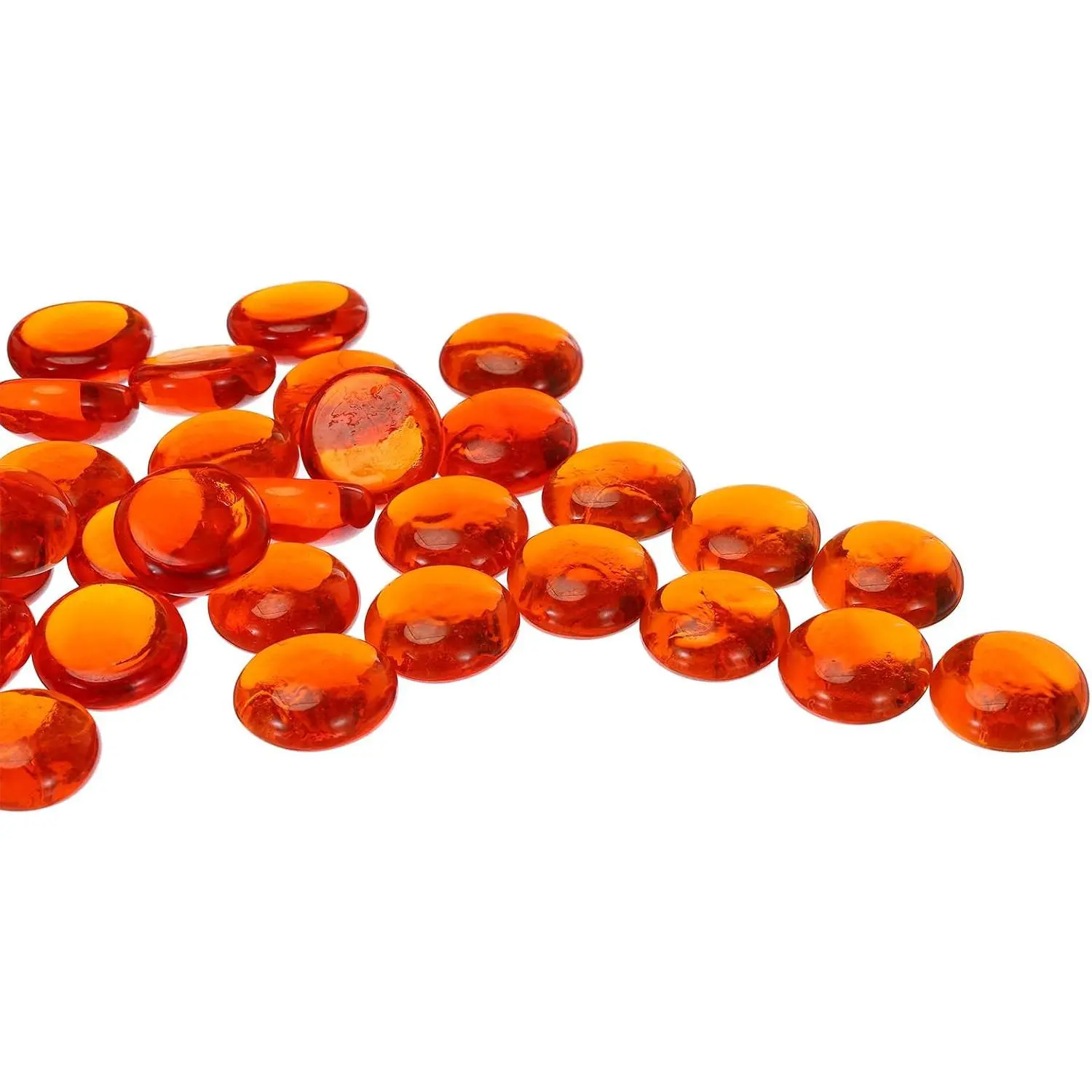 Glass Beads,36pcs Flat Glass  Transparent Orange Red 0.44lbs (0.67-0.87") Glass Marbles  for Vase Fillers Aquarium Decor DIY Craft