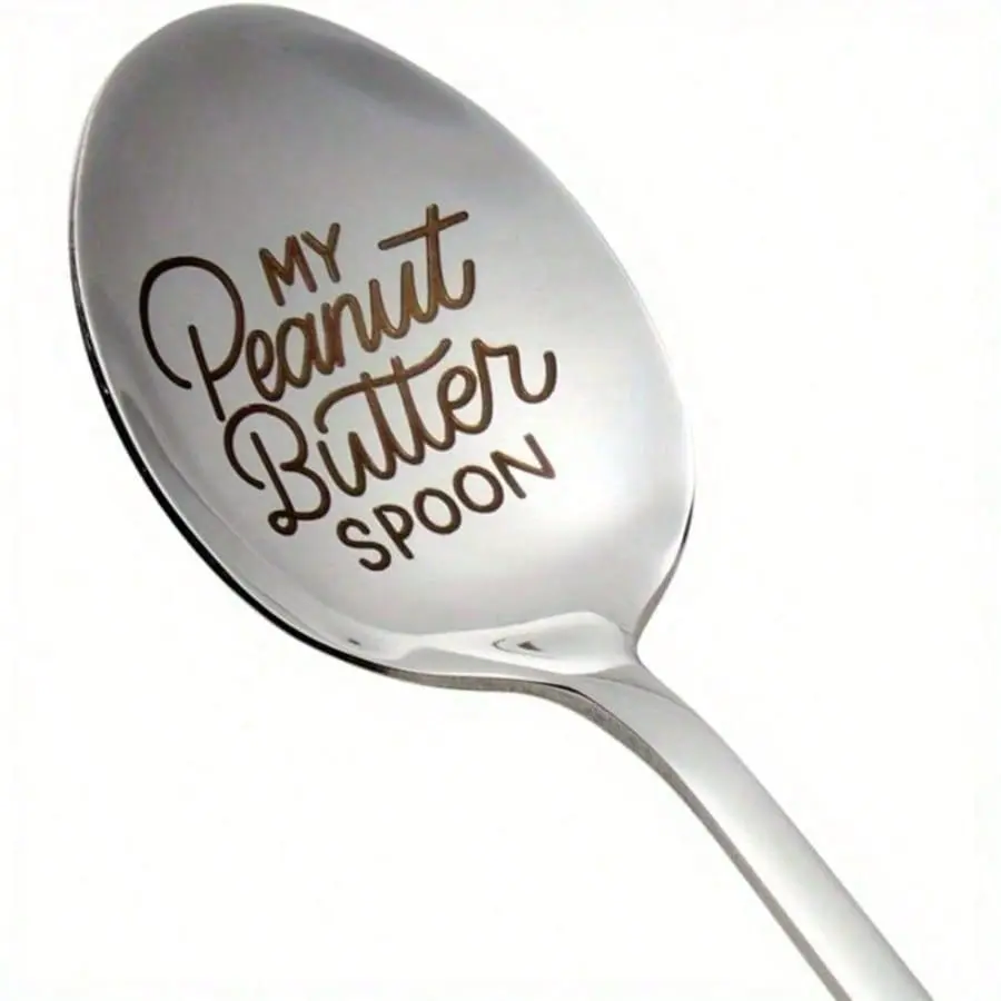 1/2pc Stainless Steel Engraving Spoon, Peanut Butter Spoon, Coffee Spoon, Gift, Suitable For Cafe Restaurant