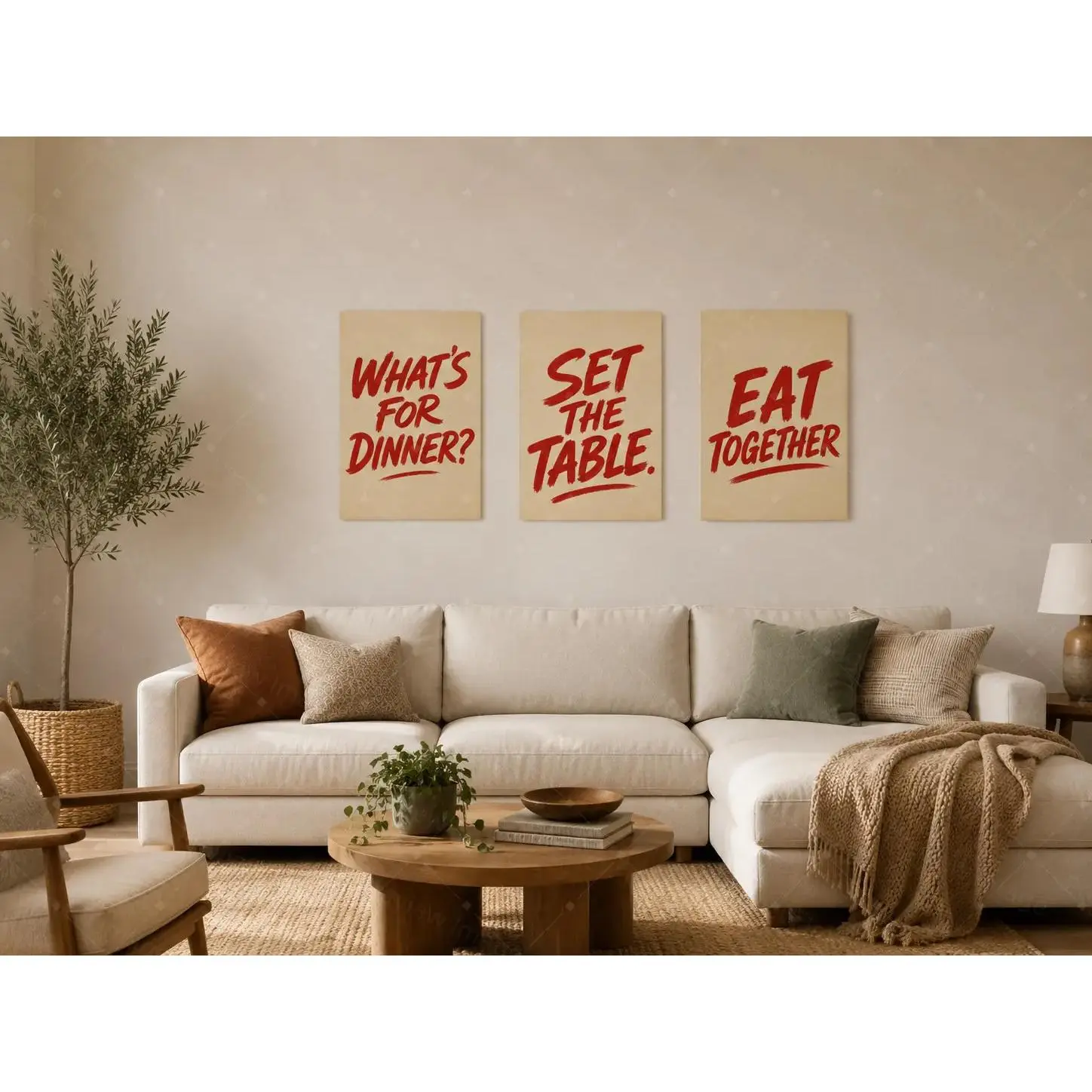 Retro Kitchen & Dining Room Wall Art Set of 3, Beige Red Typography Posters, "What’s For Dinner" Quote Canvas Prints, Aesthetic Wall Decor for Kitchen, Dining Area, Farmhouse, Home, Gift for Food Lovers,wall decor,poster.