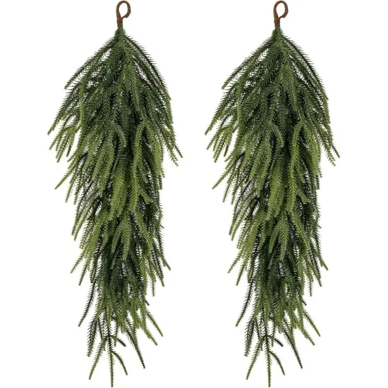 2 Pack 67cm Artificial Norfolk Pine Needles Wall Hanging, Fake Pine Branches for Christmas, Indoor Outdoor Xmas Decor