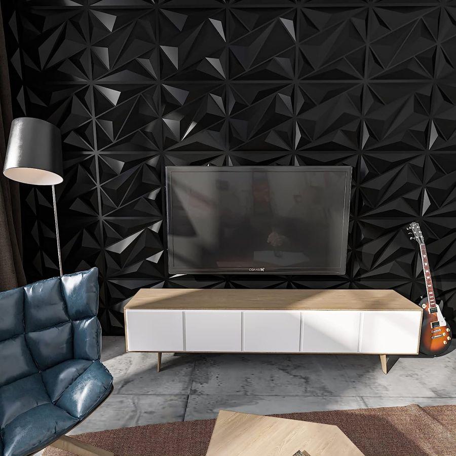 12/20/30PCS 3D Diamond Pattern Wall Panels, PVC Material 3D Wall Decorative Diamonds, Indoor Wall Decoration, 11.8x11.8 Inches, Includes Adhesive
