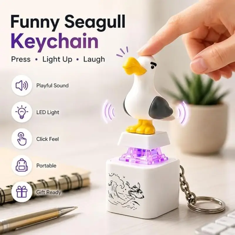Seagull Sound Keychain, Realistic Audio for Fun Interaction, Durable Animal Theme, Perfect Christmas and Halloween Gift