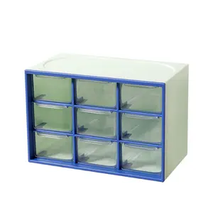 Transparent drawer-style storage box for planner tape, nine-compartment organizer for girls' dorm room, jewelry storage box
