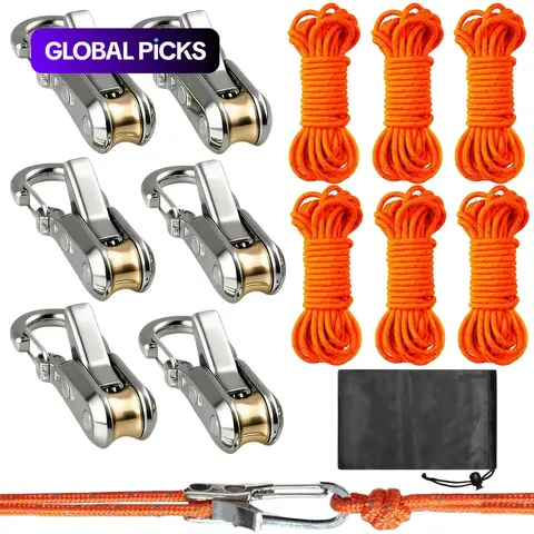 13-Piece Rope Set with Roller Tensioner and Carabiner for Camping, Kayaking, and Outdoor Activities Adjustable Rope #GLOBAL PICKS