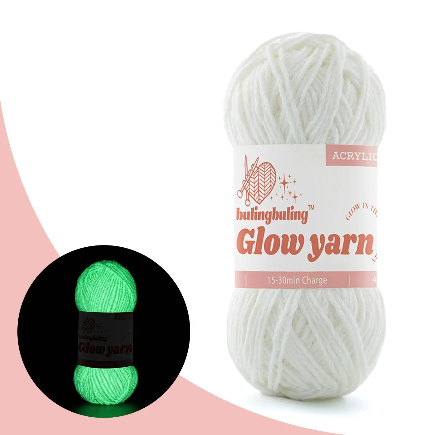 Acrylic Glow-In-The-Dark Yarn, Multi-Color Options, 75m Per Pack, 50g/1.76oz, Ideal for Crochet and Knitting Projects