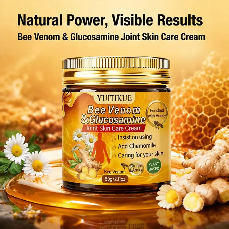 Yuitikue Bee Venom Glucosamine Joint Care Cream 60g, Chamomile Ginger Arnica Honey Plant Extract, Fast Absorbing Body Moisturizer