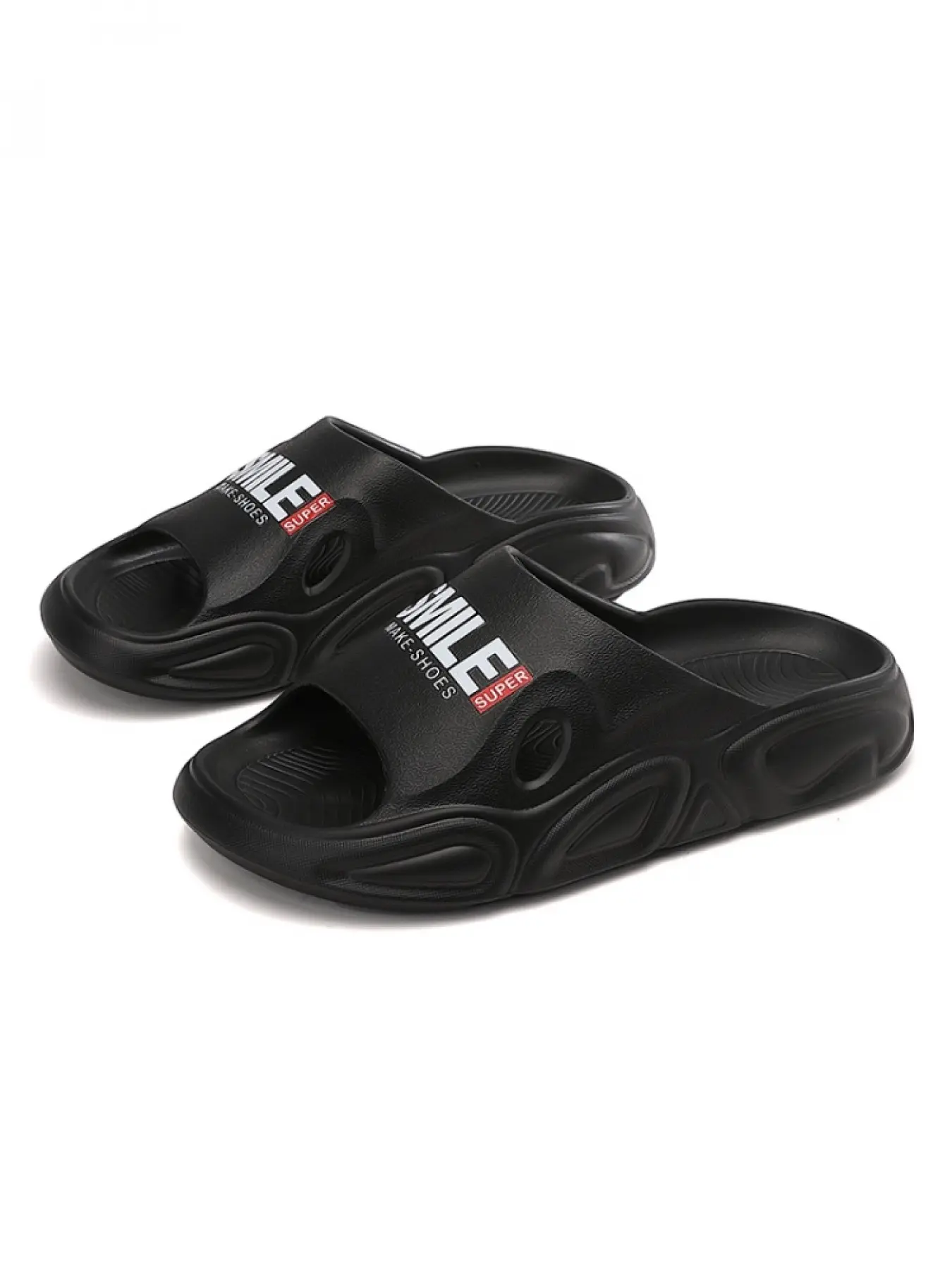 1 Pair Comfortable Men Thick Sole Slippers Slide Indoor & Outdoor Use Dorm & Leisure Footwear - 3 Colors Available Printed Design 5cm Thick Sole Cloud-Like Feel Anti-Slip & Wear Resistant Thick Sole Slides