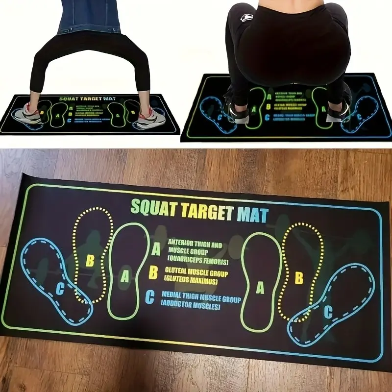 Non-Slip Squat Pad with Foot Positioning Guide, Professional Exercise Mat for Squats, Leg Training, Lunges, Muscle Activation, Home Fitness, Exercise Equipment Mat, Gym Accessories
