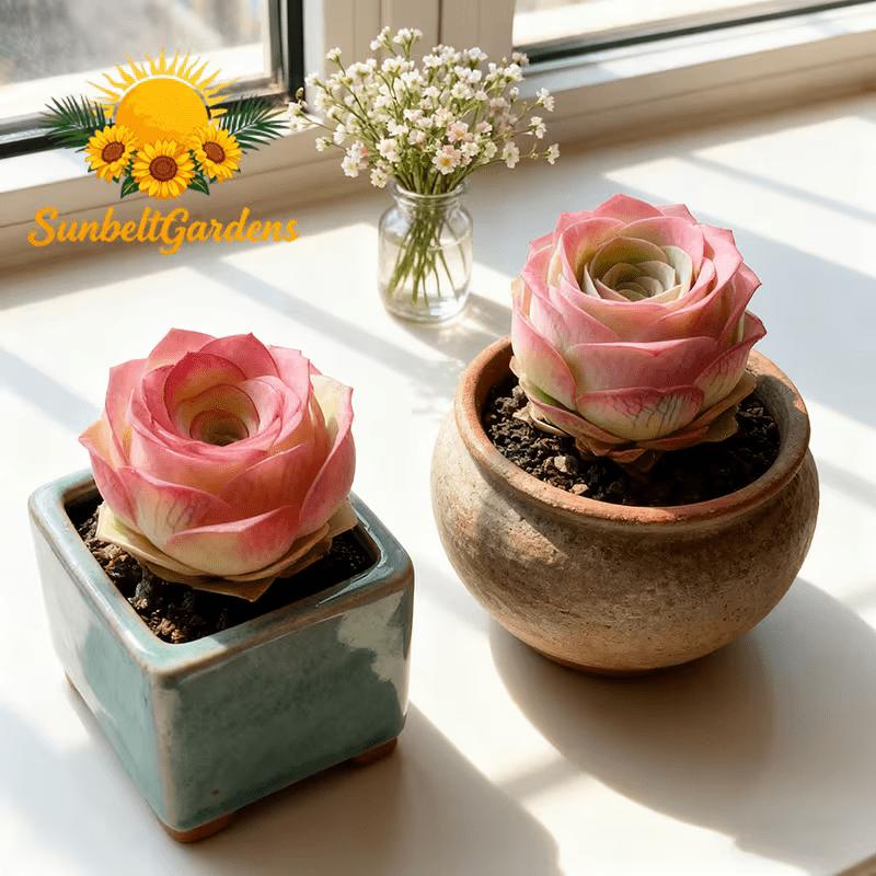 Mountain pink peach rose succulent plant, easy to grow for beginners, drought-resistant, beautiful, suitable for window sills, tabletops and balconies, easy care, no pressure, the first choice for gifts