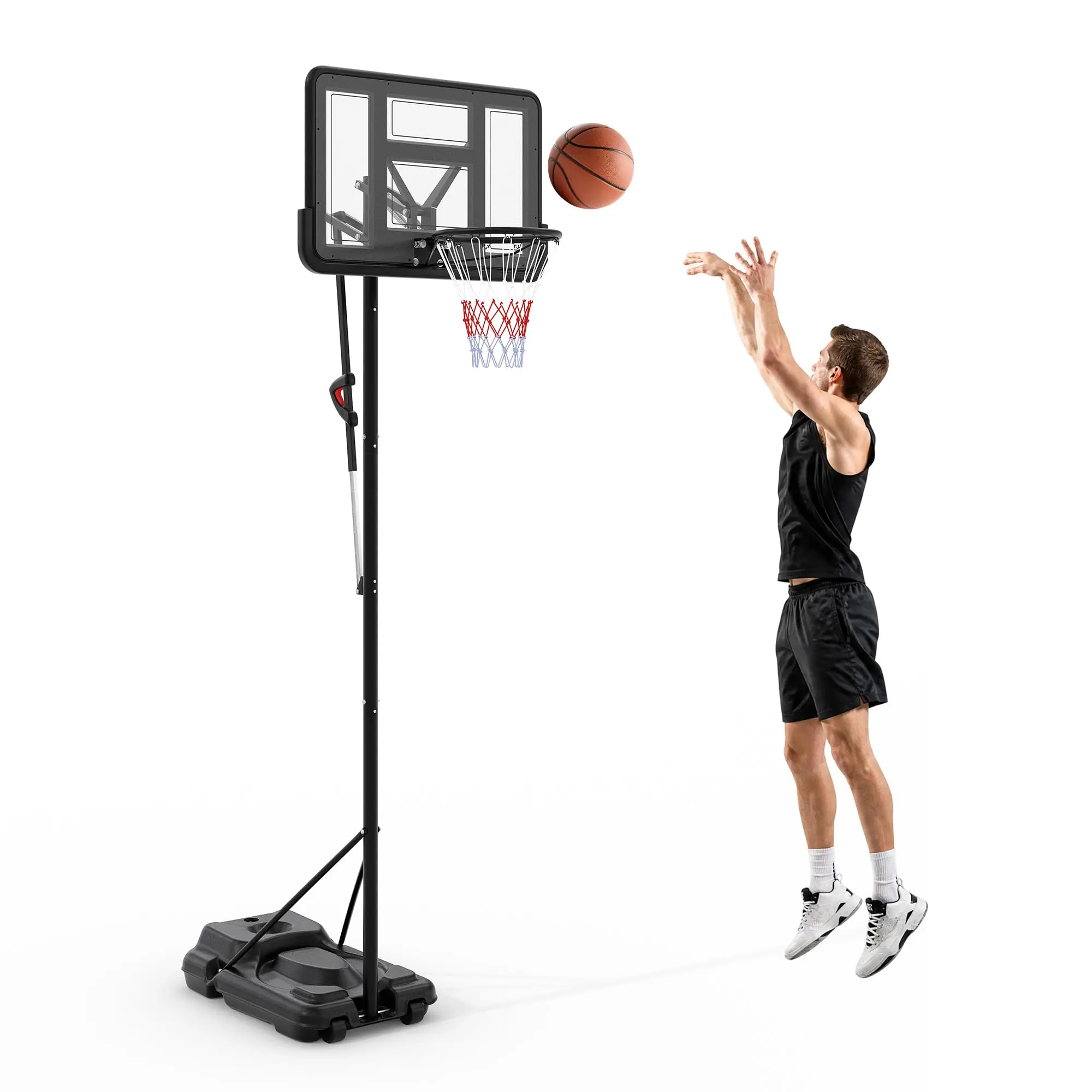 Portable Basketball Hoop for Outdoor Backyard - Height Adjustable 10ft Standard Basketball Goal System with 39"x26" Heavy Duty Fillable Base & Wheels