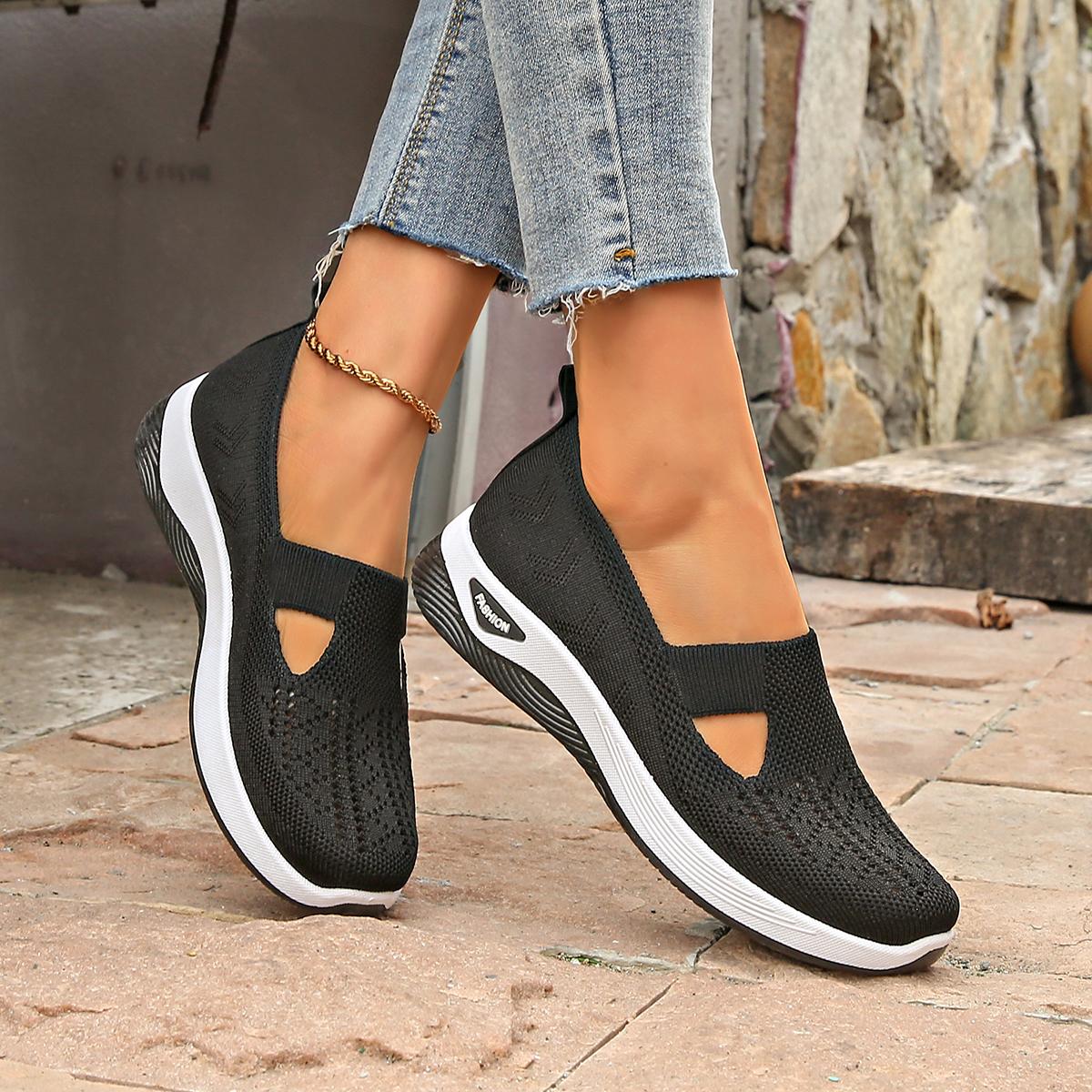 Women Breathable Knit Slip Ons Ultra Soft Sole Comfort Walking Shoes For All Day Wear Indoor And Outdoor