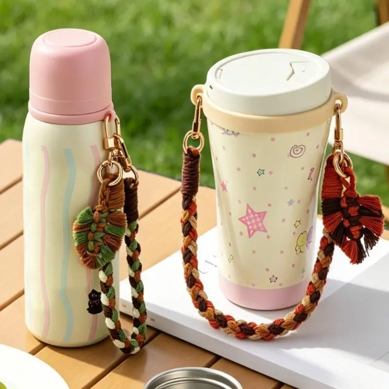 Handmade Crochet Adjustable Wrist Phone Lanyard, Ins Aesthetic Mobile Strap With Leaf & Tassel Decor Charm, Universal Stylish Decorative Cellphone Accessory For Daily Commute Shopping Casual Wear, Sentimental Birthday Holiday Gift For Women Girls & Handcr