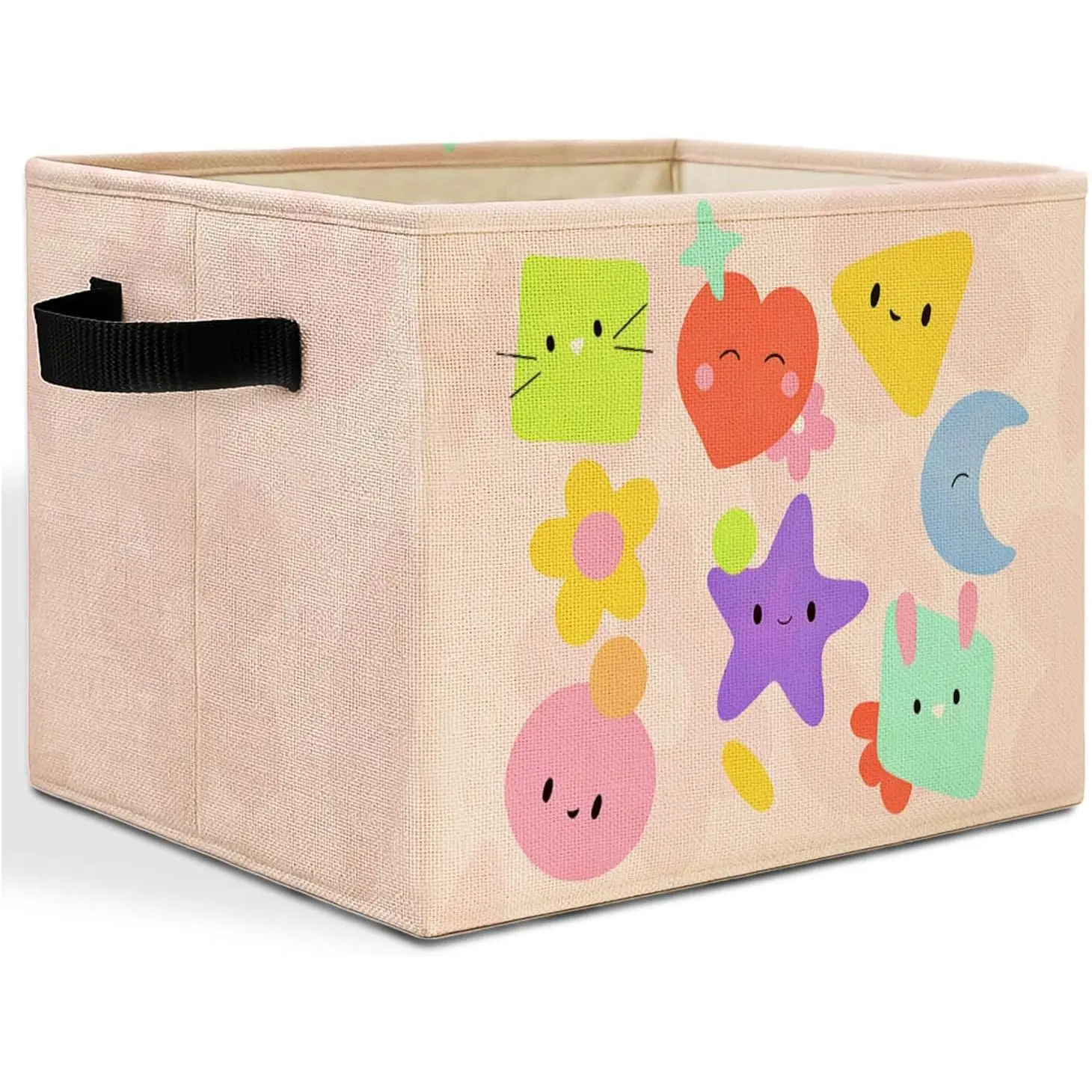 Boho  Storage Bins Box with Handles, Pastel Floral  Moon Laundry Basket Hamper Collapsible Clothes Toys Organizer for  Room  Playroom Bedroom Bathroom