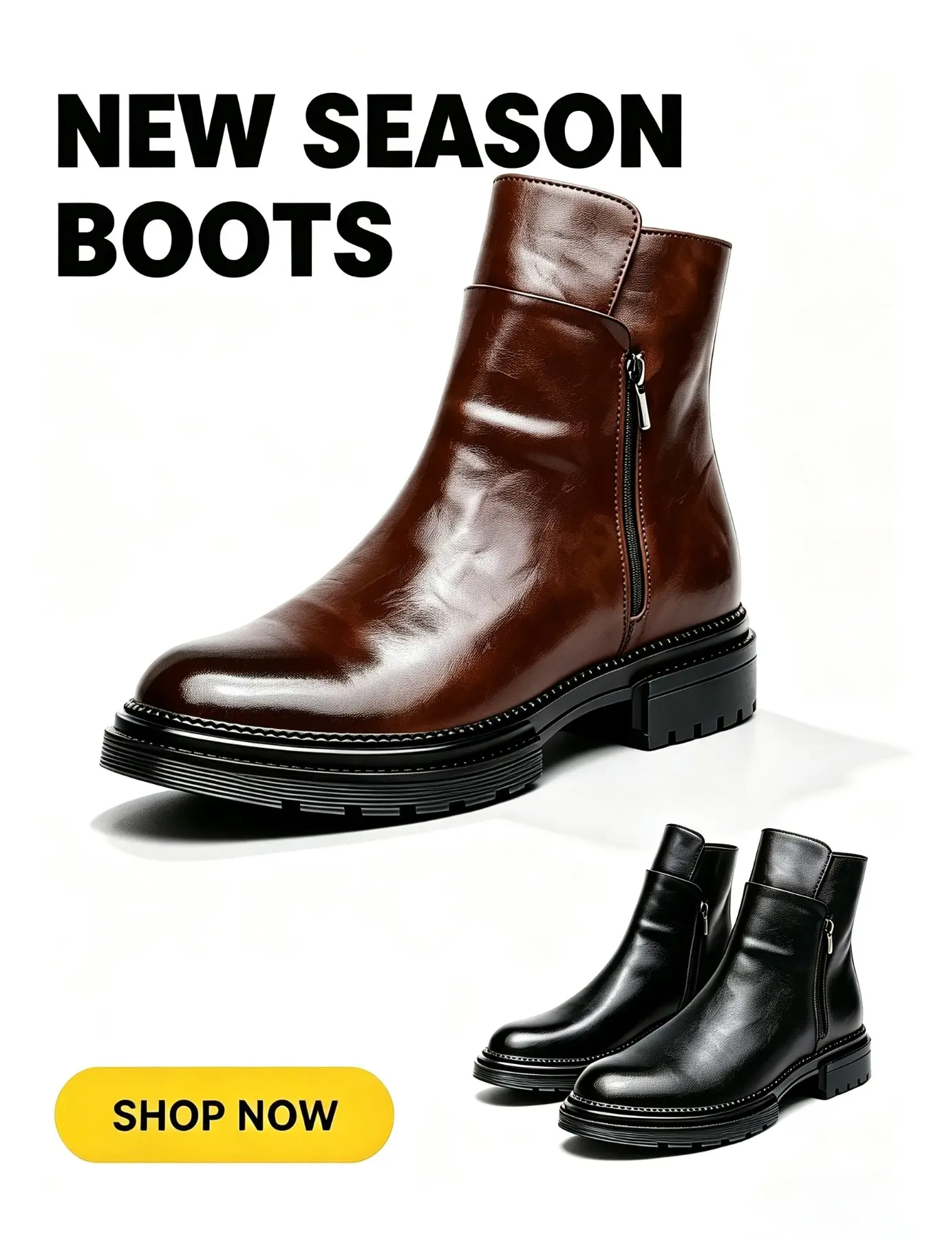 Men's High Top Chelsea Boots, Fashionable Zipper Design, Durable Rubber Sole, Fall & Winter Wear, Casual Daily Use, European Style