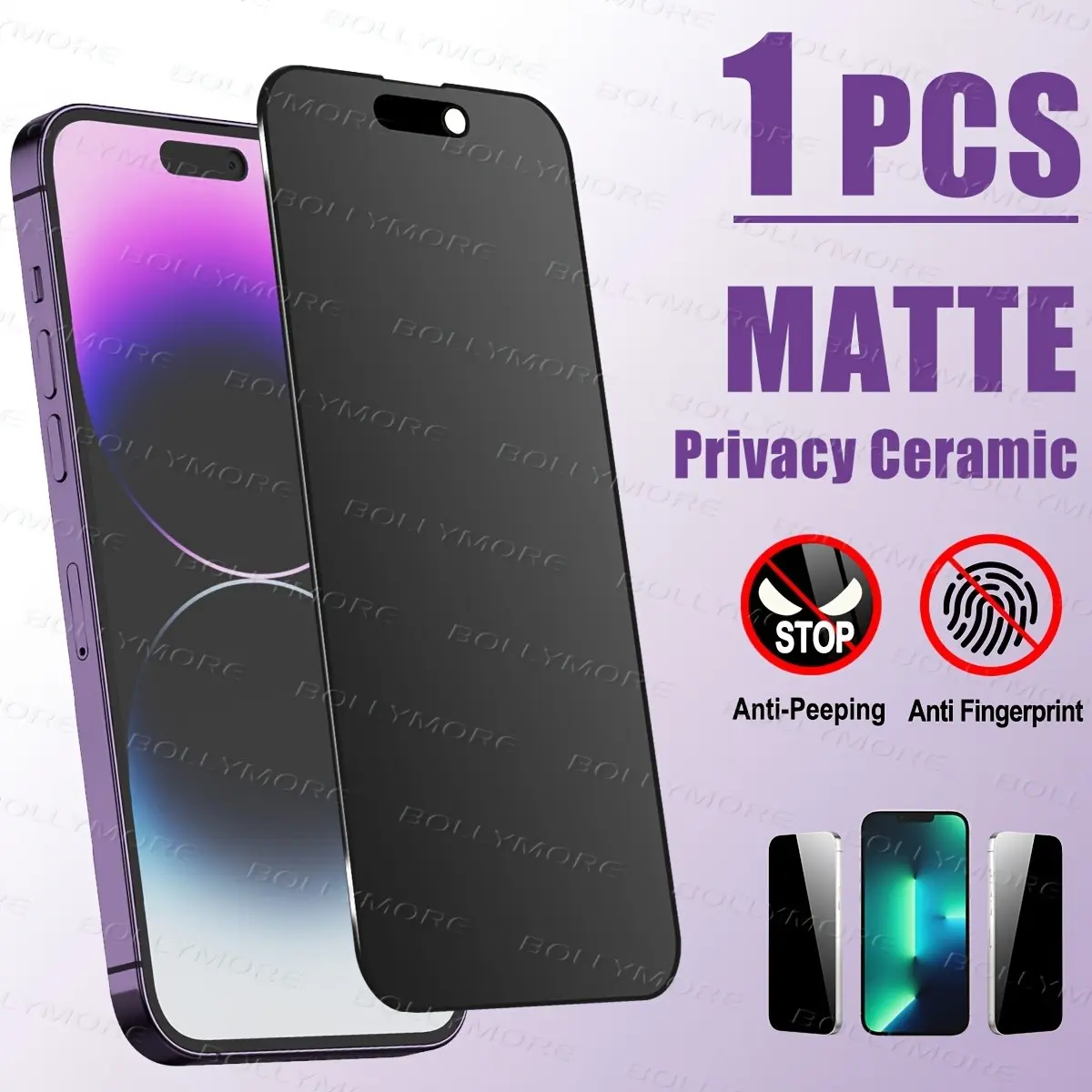 Full Screen Matte Anti-Spy Ceramic Soft Film, Fits iPhone 17/16/15/14/13/12/11 Pro Max, Flexible Edge Protection, Anti-Fingerprint, Anti-Glare