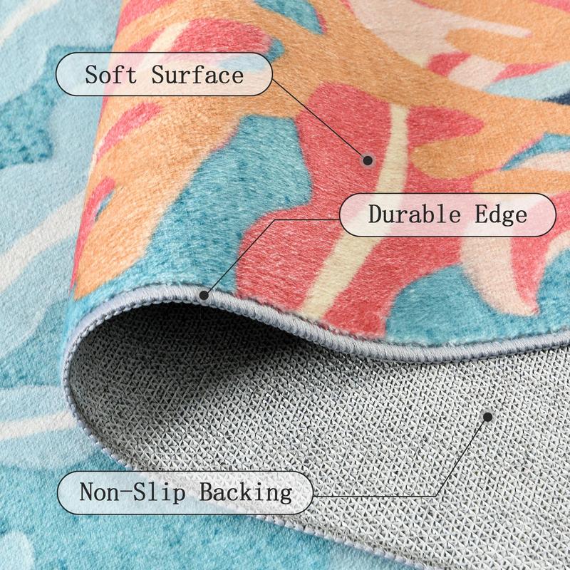 6x9 Feet Washable Ocean Coral Reef Themed Area Rug, Modern Soft Faux Wool Non-Slip & Easy to Clean Carpet, Decorative Rug for Living Room, Bedroom, Hallway, Porch, Patio, Home Decoration,Blue, Beige,4x6,5x8,6x9 Feet 6x9 Feet Washable Ocean Coral Reef Themed Area Rug, Modern Soft Faux Wool Non-Slip & Easy to Clean Carpet, Decorative Rug for Living Room, Bedroom, Hallway, Porch, Patio, Home Decoration,Blue, Beige,4x6,5x8,6x9 Feet