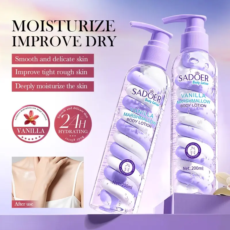 Double Color Vanilla Cotton Candy Body Lotion 200g, Moisturizing & Nourishing, Long-Lasting Fragrance, Gentle on Skin, Daily Use