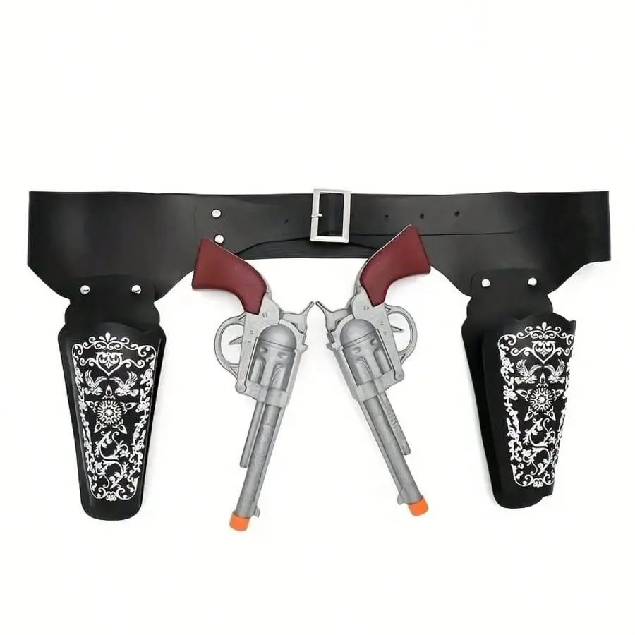Adult Western Cowboy Costume Set, Includes Revolver Gun and Belt, Perfect for Halloween, Carnival, and Western Theme Parties