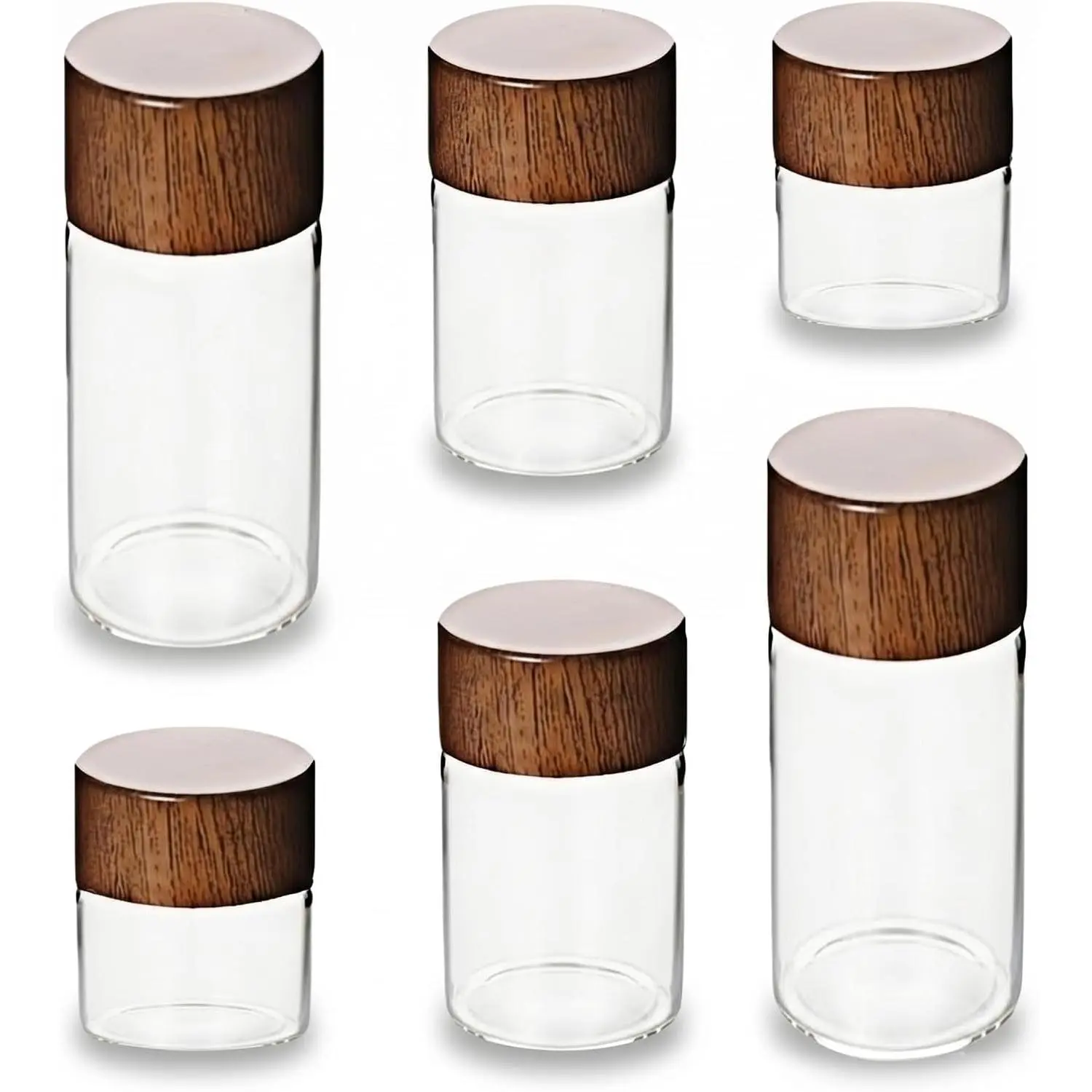 6- mini glass sealed container set, sizes 10ml, 20ml, 30ml, mini jar, small jar, suitable for -grade coffee ,  beans, portable  storage bottles, small empty bottles