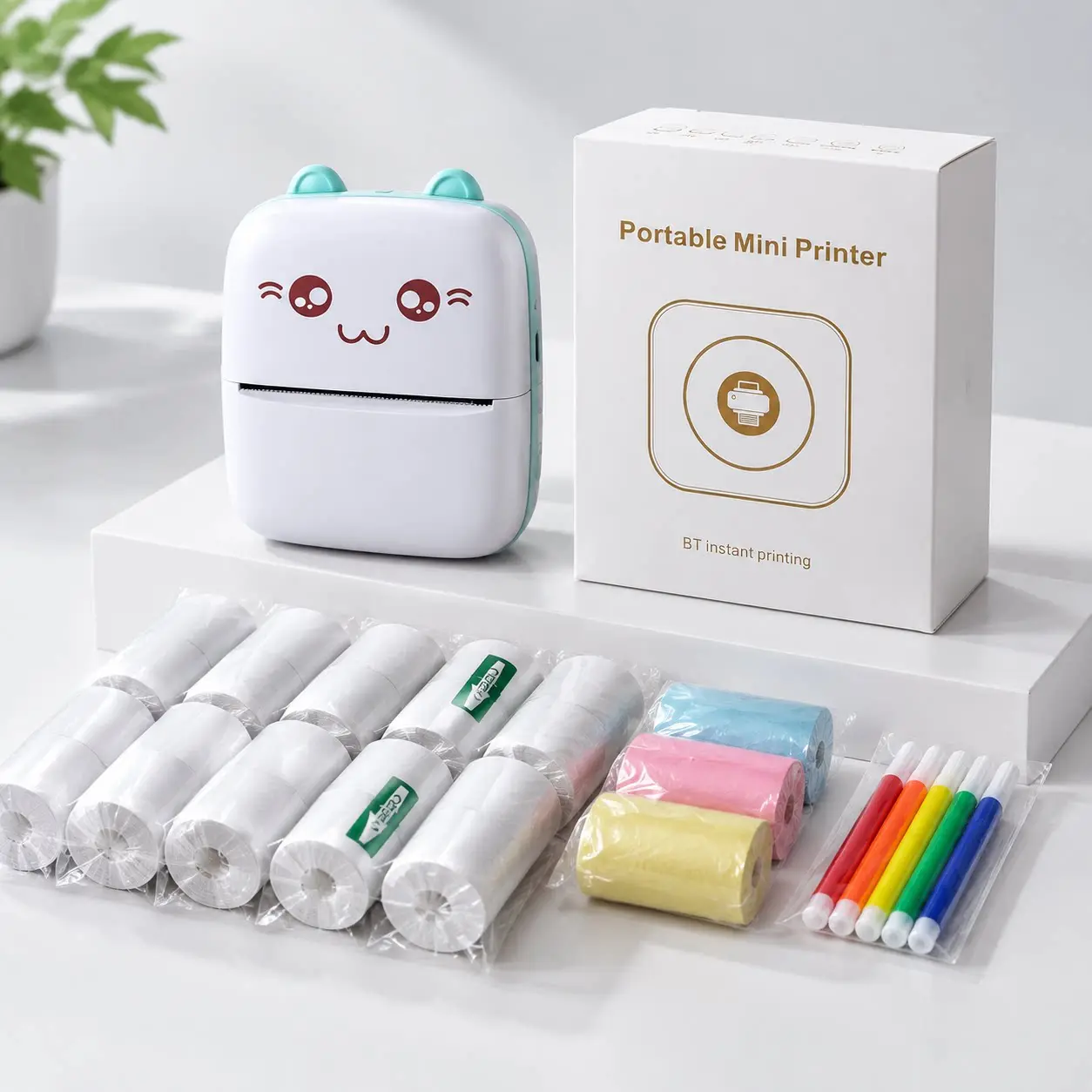 Mini Portable Thermal Printer, Wireless Bluetooth Label And Receipt Printer, Pink Pocket Printer for Photos, Study Notes, Journaling, Labels And Daily Records, Compatible With iOS And Android Phones for Students, Kids, Crafts And Home Use