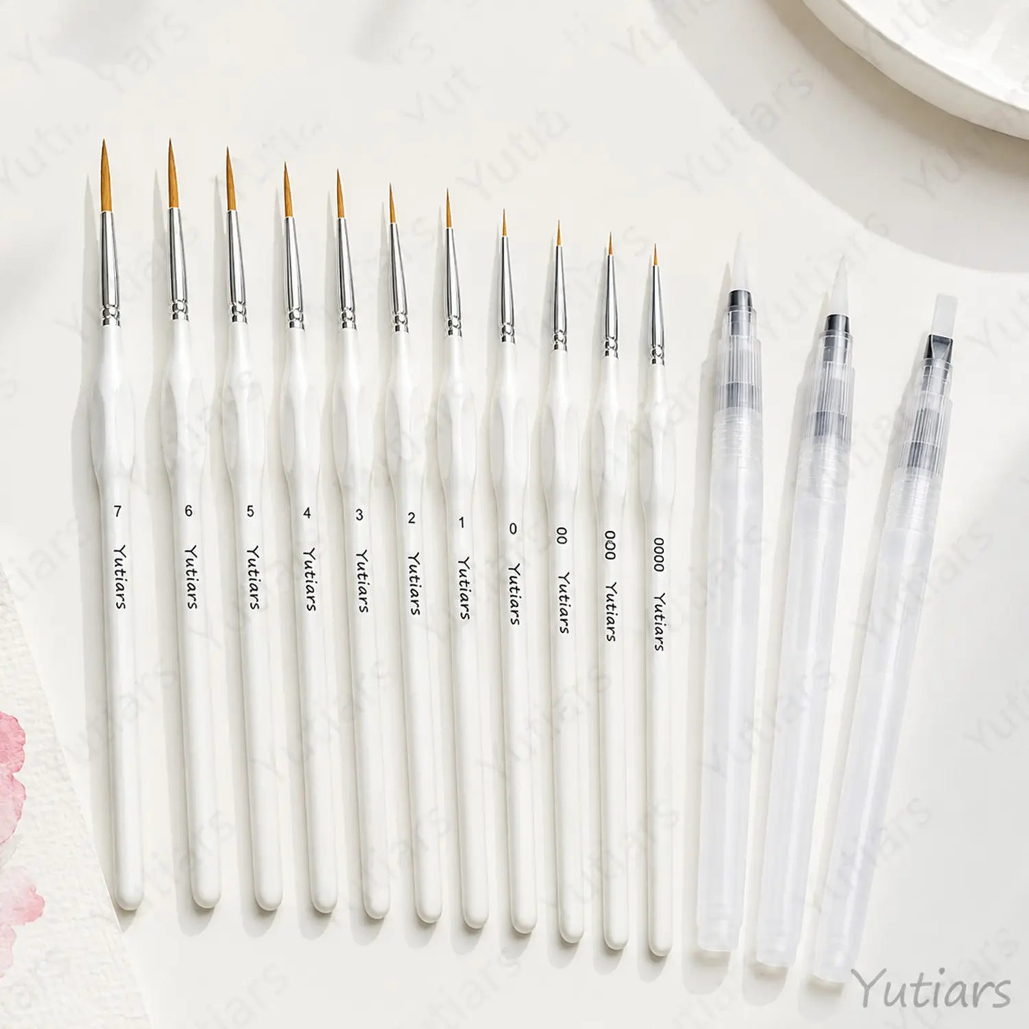 14 PCS Detail Paint Brush Set with 11 Fine Liner Brushes and 3 Water Brush Pens, Precision Art Brushes for Watercolor Painting, Miniature, DIY Crafts